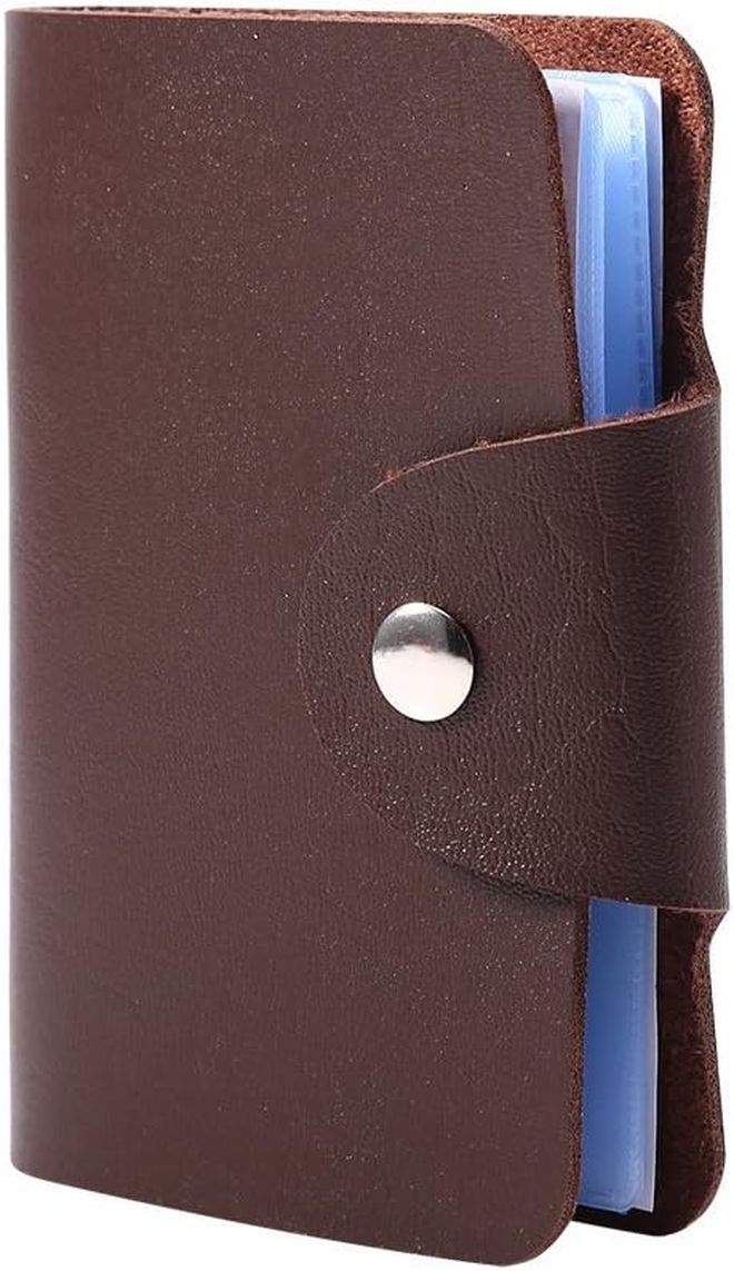 Brown PU Leather Business Card Holder Case For 24 Cards - Image 1