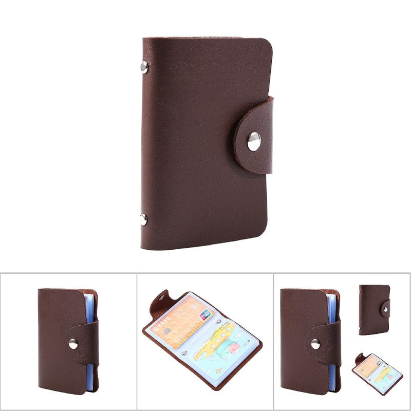 Brown PU Leather Business Card Holder Case For 24 Cards - Image 5