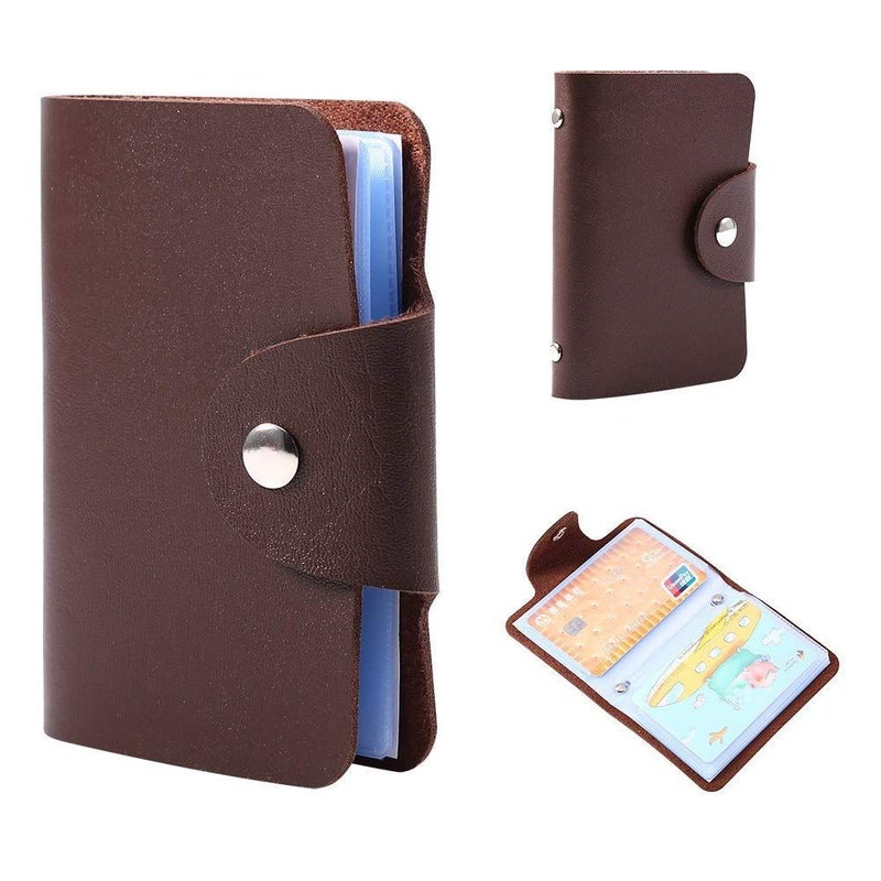 Brown PU Leather Business Card Holder Case For 24 Cards - Image 4