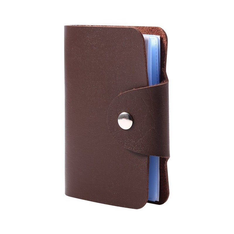Brown PU Leather Business Card Holder Case For 24 Cards - Image 2