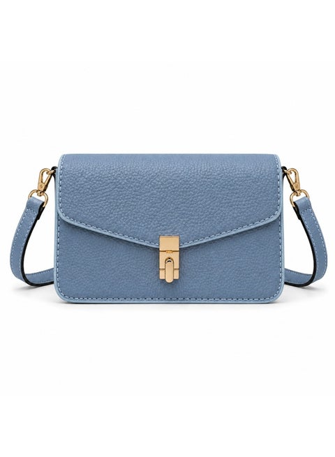Elegant small women's leather shoulder bag with a gold metal clasp