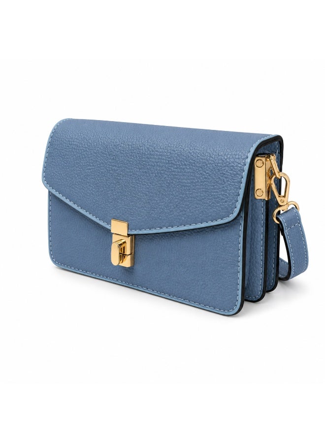 Elegant small women's leather shoulder bag with a gold metal clasp - Image 4