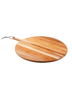 Since 1911,Made in Brazil- Provence 62x50cm Teak Wood Round Pizza Board with Handle with Mineral Oil Finish