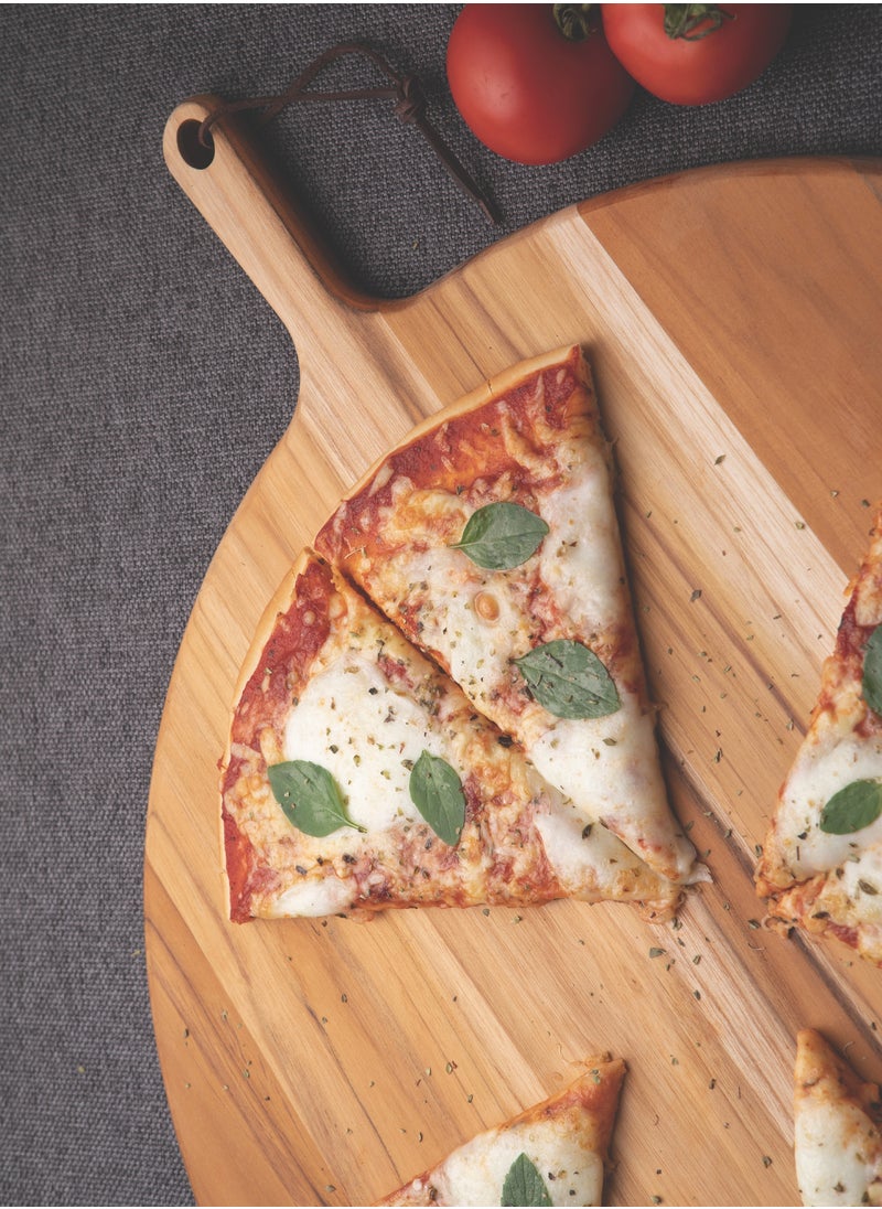 TRAMONTINA - Since 1911,Made in Brazil- Provence 62x50cm Teak Wood Round Pizza Board with Handle with Mineral Oil Finish - Image 1