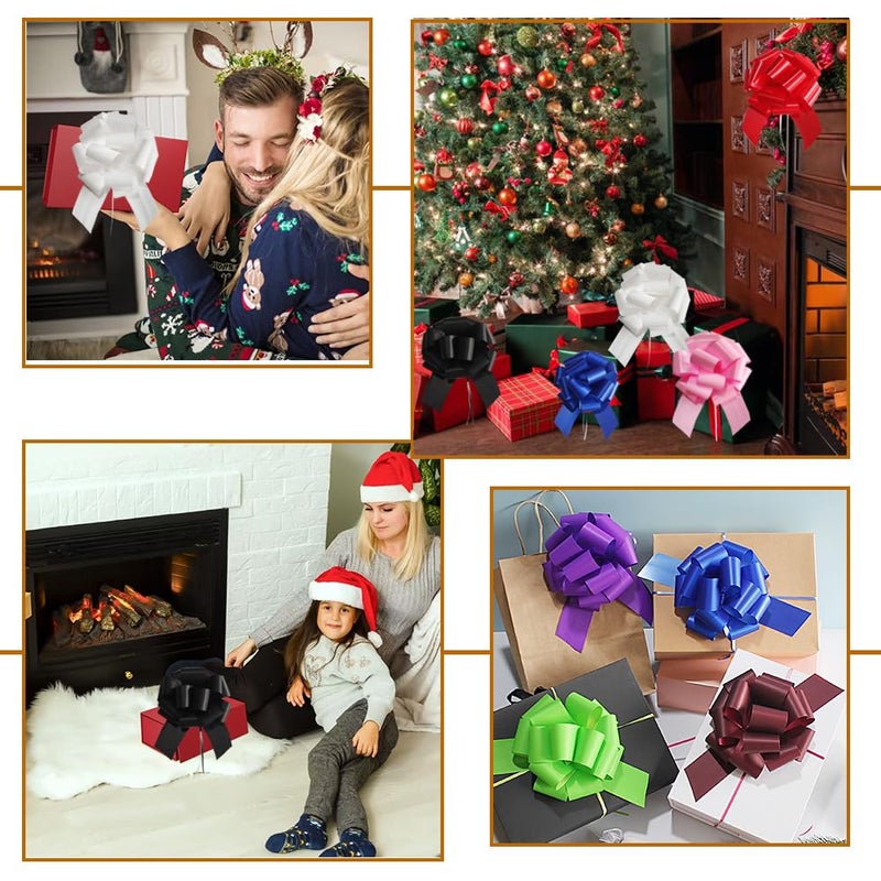 LHMTFCYY 16 Pcs Pull Bows for Gift Wrapping,6 Inch Gift Bows for Presents,Birthday,Anniversary,Party,Christmas,Wreath,Holiday Celebration Gift Decoration (16Pcs Mixed Color) - Image 4