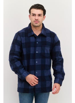 Threadbare Men Checkered Jacket Shirt, Navy  - Image 1