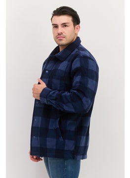 Threadbare Men Checkered Jacket Shirt, Navy  - Image 3