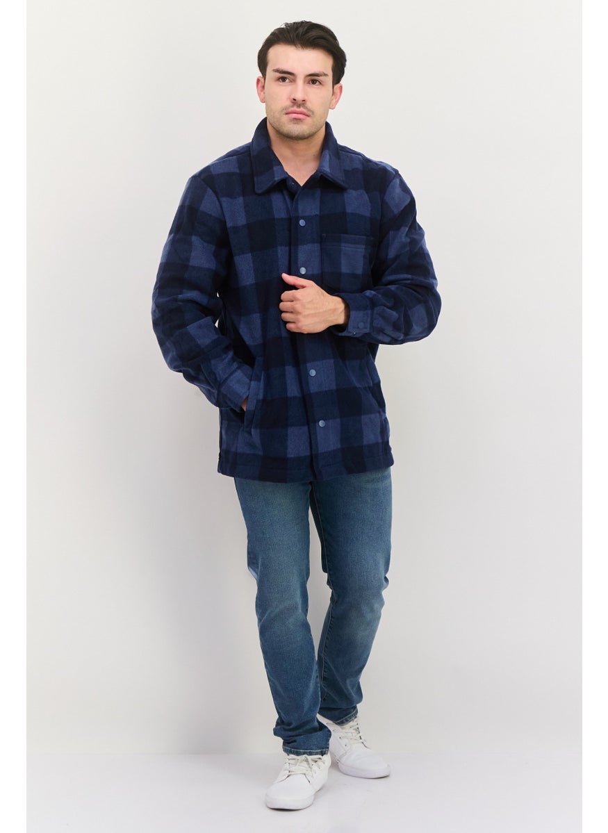 Threadbare Men Checkered Jacket Shirt, Navy  - Image 4