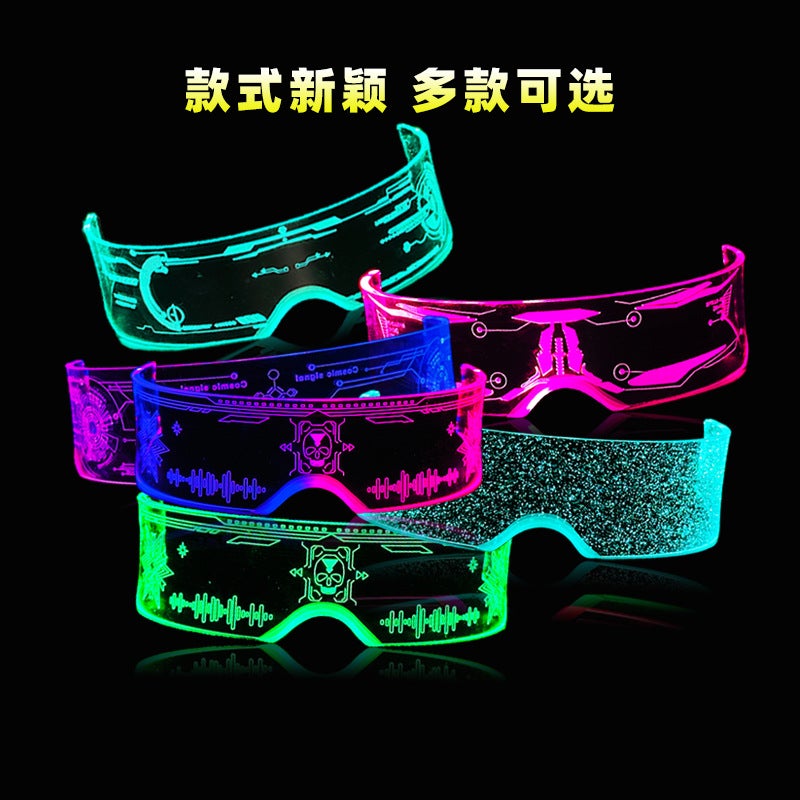 Wholesale Colorful Glowing Acrylic Glasses Cyberpunk Party Glasses - Image 5