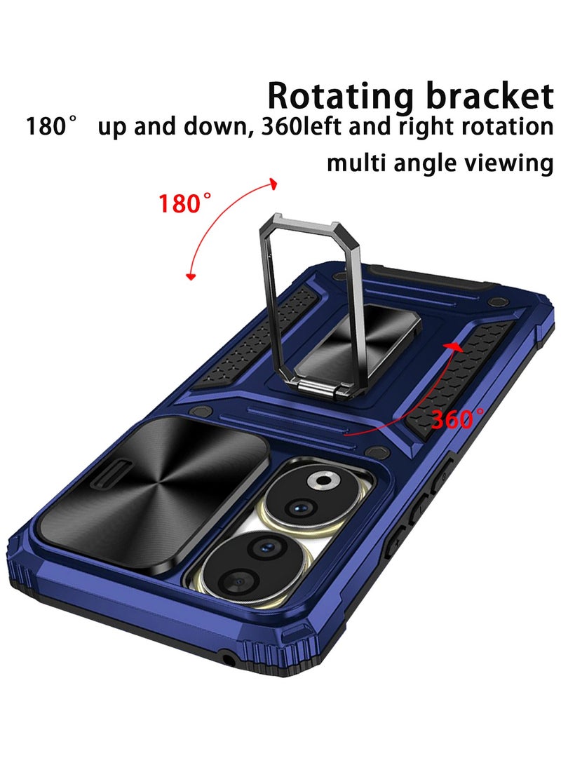Honor 90 5G Case Cover with Full Body Protector Heavy Duty Dual Layer Military Grade Shockproof Protective Cover with Camera Len Protection Magnetic Ring Kickstand Mobile Phone Accessories