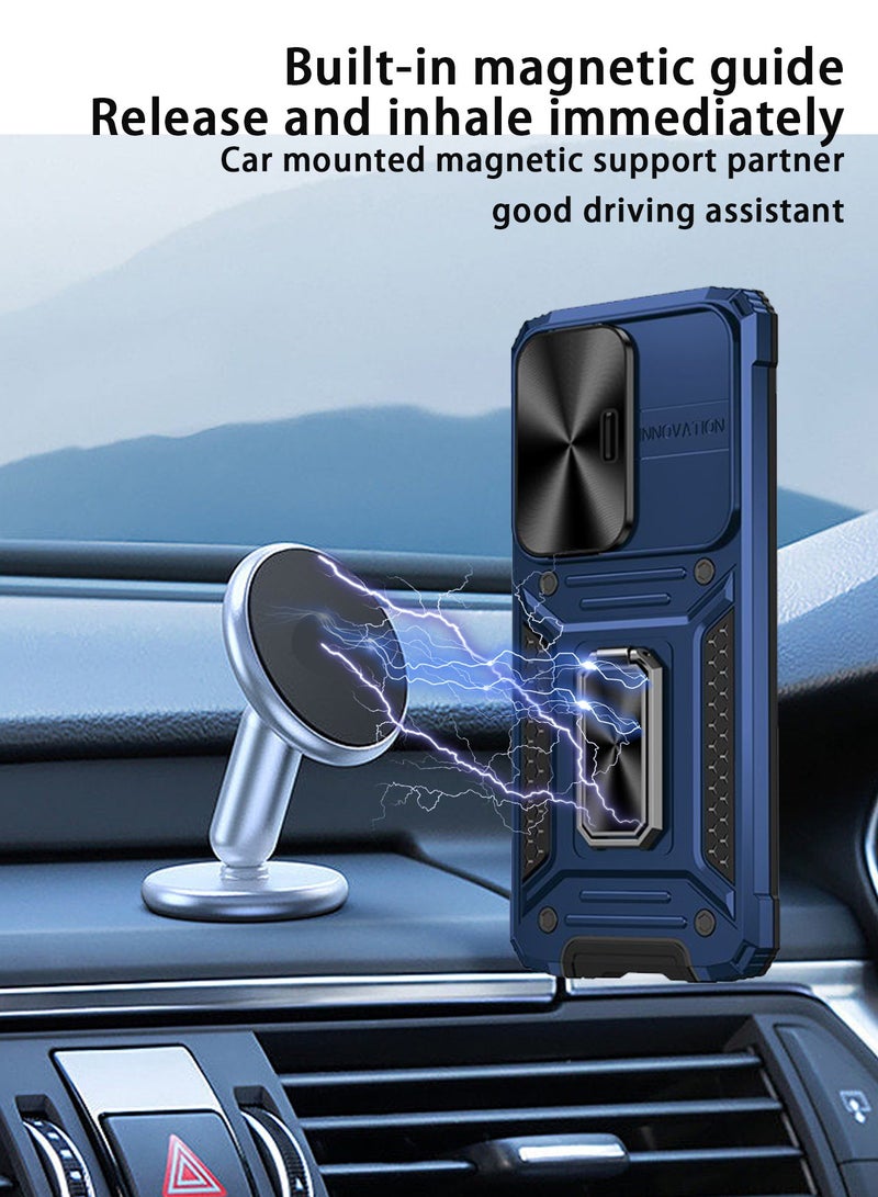 Honor 90 5G Case Cover with Full Body Protector Heavy Duty Dual Layer Military Grade Shockproof Protective Cover with Camera Len Protection Magnetic Ring Kickstand Mobile Phone Accessories