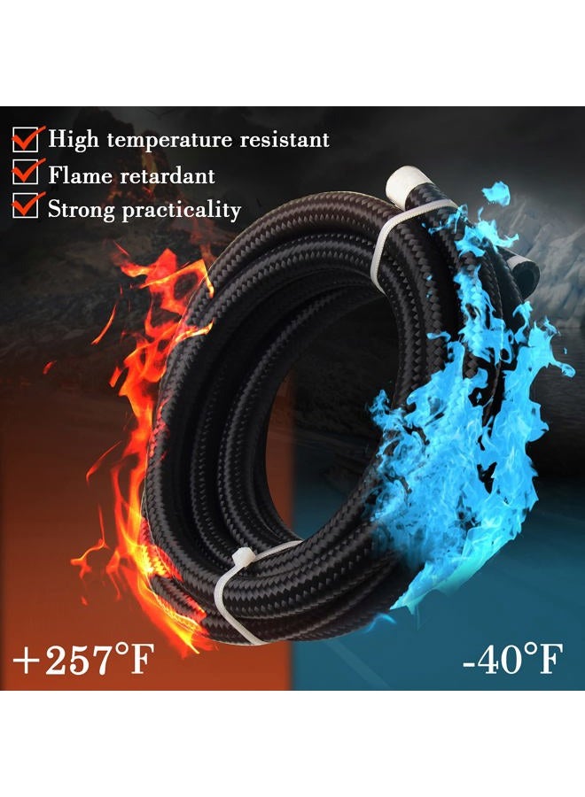 YIUIY 6AN 3/8" 20FT خط وقود خرطوم من النايلون المضفر مع فولاذ مقاوم للصدأ لزيت الغاز، خط ناقل الزيت، خط مبرد سائل التبريد، خط وقود المضخة، غاز السباق، الغاز، الفراغ، السائل الهيدروليكي، خط أنبوب وقود الديزل الأسود - Image 4