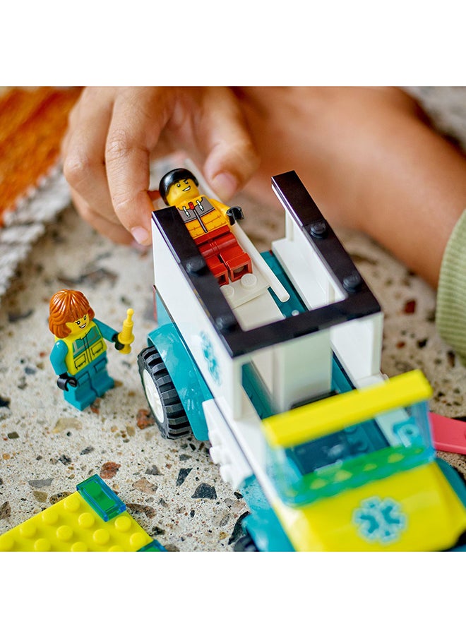 LEGO - 60403 City Emergency Ambulance and Snowboarder Toy Vehicle Playset for Kids, Boarder and Paramedic Minifigures, Imaginative Play for Boys and Girls Aged 4 and Over - Image 1