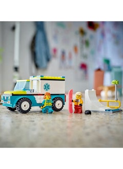 LEGO 60403 City Emergency Ambulance and Snowboarder Toy Vehicle Playset for Kids, Boarder and Paramedic Minifigures, Imaginative Play for Boys and Girls Aged 4 and Over  - Image 4
