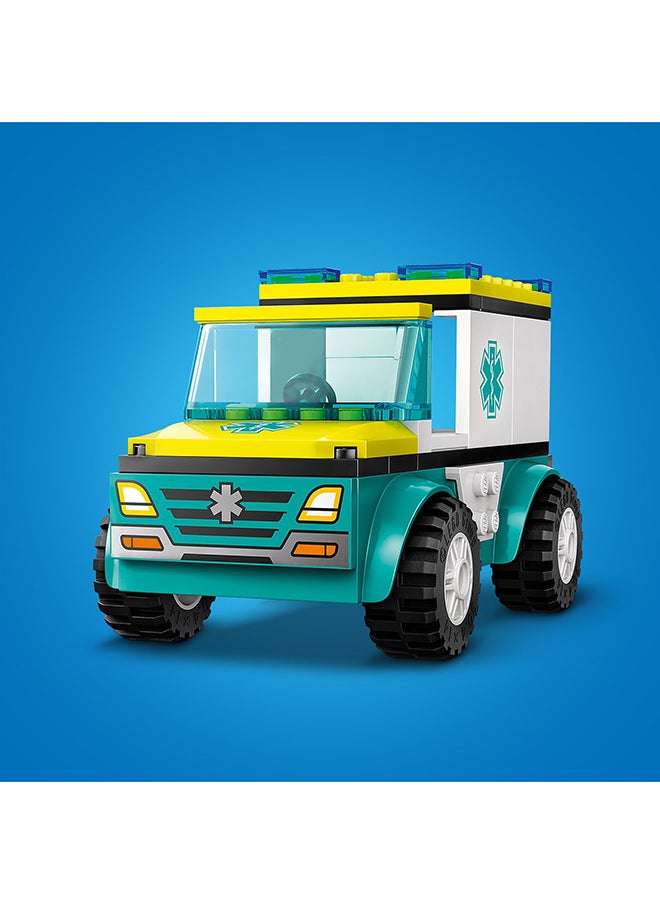 LEGO - 60403 City Emergency Ambulance and Snowboarder Toy Vehicle Playset for Kids, Boarder and Paramedic Minifigures, Imaginative Play for Boys and Girls Aged 4 and Over - Image 1