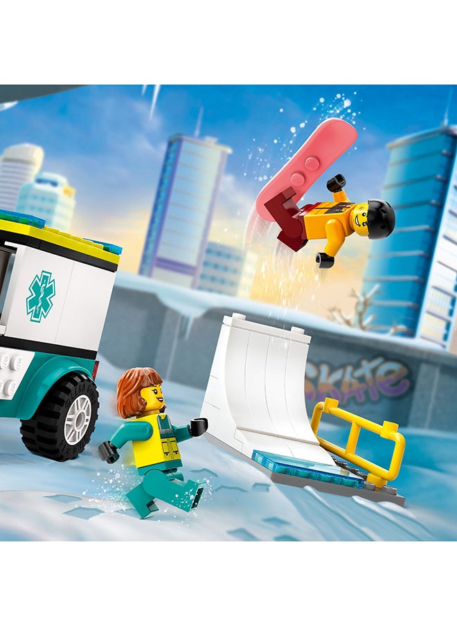 LEGO - 60403 City Emergency Ambulance and Snowboarder Toy Vehicle Playset for Kids, Boarder and Paramedic Minifigures, Imaginative Play for Boys and Girls Aged 4 and Over - Image 1
