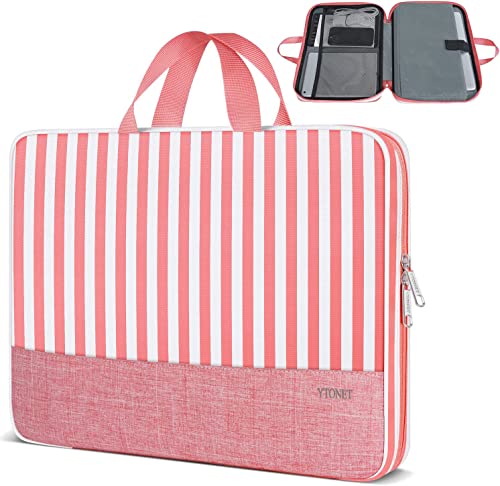 Ytonet Laptop Sleeve Case 15.6 inch Protective Laptop Cover with Handle TSA Water Resistant Computer Carrying Case Compatible with HP, Dell, Lenovo, Asus Notebook, Gift for Women, Pink Stripes - Image 1