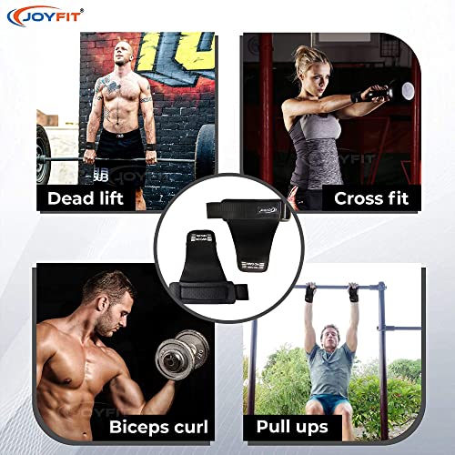 Joyfit Weight Lifting Straps - Self Supporting Lifting Grips, Adjustable Neoprene Padded Wrist Support Wraps in Crossfit, Weight Lifting, Home and Gym Workouts for Both Men and Women (Pair) (Black) - Image 5