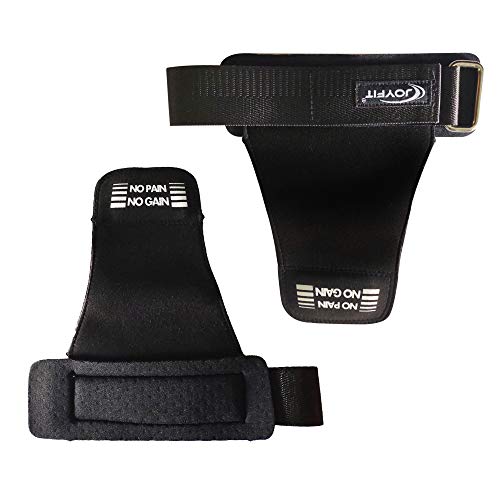Joyfit Weight Lifting Straps - Self Supporting Lifting Grips, Adjustable Neoprene Padded Wrist Support Wraps in Crossfit, Weight Lifting, Home and Gym Workouts for Both Men and Women (Pair) (Black) - Image 1