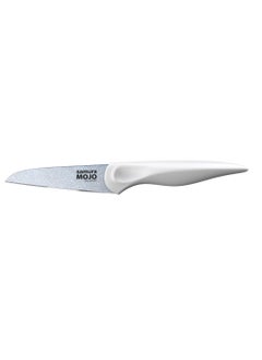 Samura MOJO Knife Block Set of 8 | White | Paring, Utility, Fillet, Bread, Chef's Knives, Honing Rod, Scissors, Wooden Knife Block | Polypropylene Handle | AUS-8 Stonewash Blade