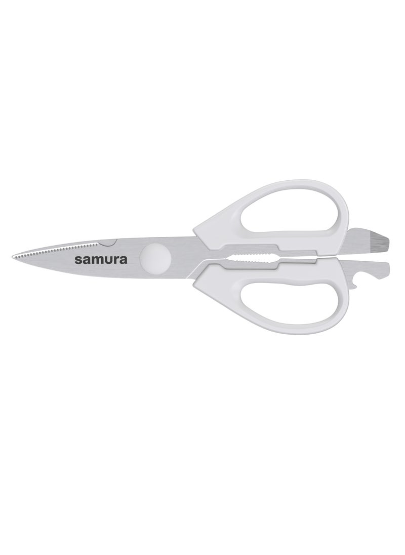 Samura - Samura MOJO Knife Block Set of 8 | White | Paring, Utility, Fillet, Bread, Chef's Knives, Honing Rod, Scissors, Wooden Knife Block | Polypropylene Handle | AUS-8 Stonewash Blade - Image 1