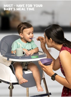 BAYBEE 4 In 1 Nora Convertible High Chair For Kids With Adjustable Height And Footrest Baby Toddler Feeding Booster Seat With Tray Safety Belt Kids High Chair For Baby 6 Months To 4 Years Grey  - Image 2