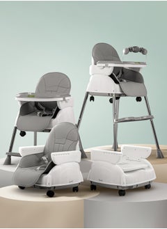 BAYBEE 4 In 1 Nora Convertible High Chair For Kids With Adjustable Height And Footrest Baby Toddler Feeding Booster Seat With Tray Safety Belt Kids High Chair For Baby 6 Months To 4 Years Grey  - Image 1