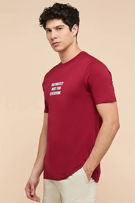 R&B Typography Print T-Shirt with Crew Neck and Short Sleeves