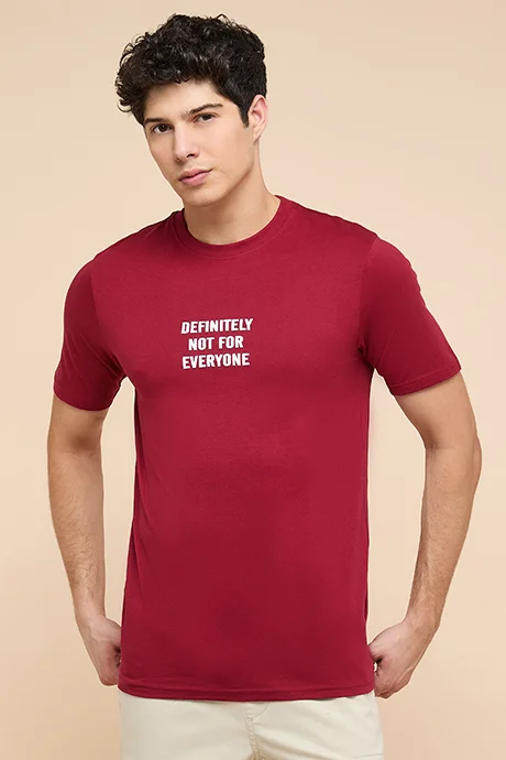 R&B Typography Print T-Shirt with Crew Neck and Short Sleeves