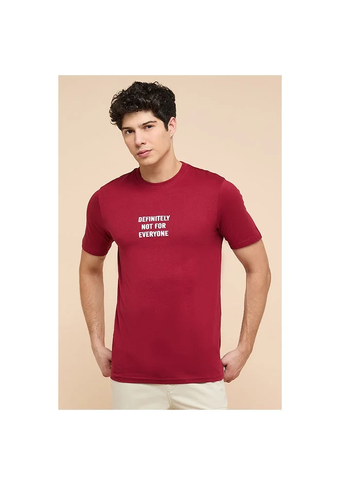 أر أند بي Typography Print T-Shirt with Crew Neck and Short Sleeves