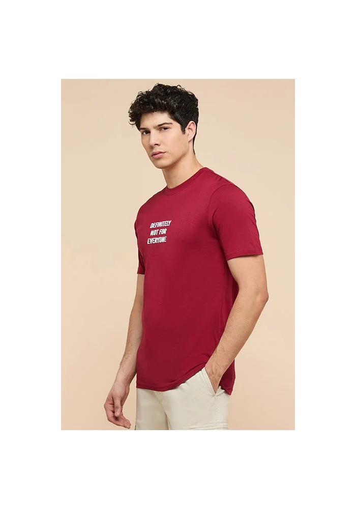 أر أند بي Typography Print T-Shirt with Crew Neck and Short Sleeves
