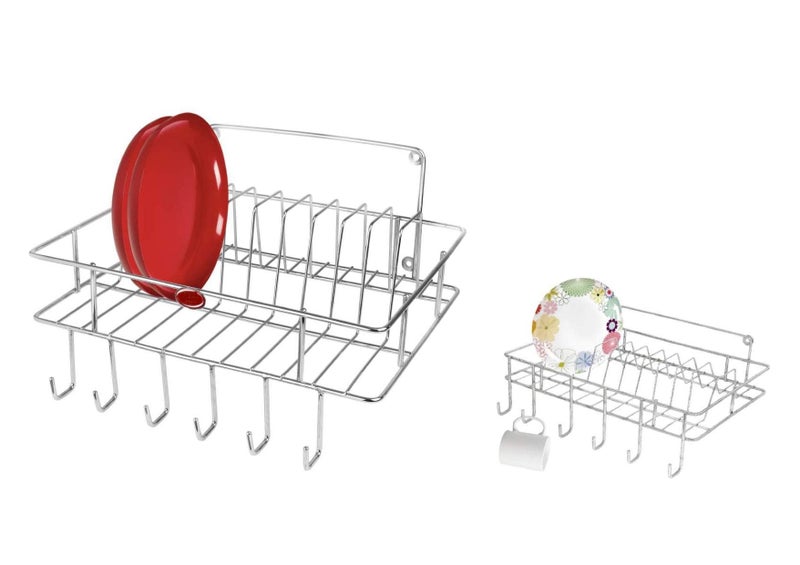 CR18 COLLECTION Wall Mount Stainless Steel Cup & Saucer Holder, Plate Organizer Stand for Kitchen - Stainless Steel Stand/Holder for 6 Cups, 12 Plates, Utensil Organizer - Image 4