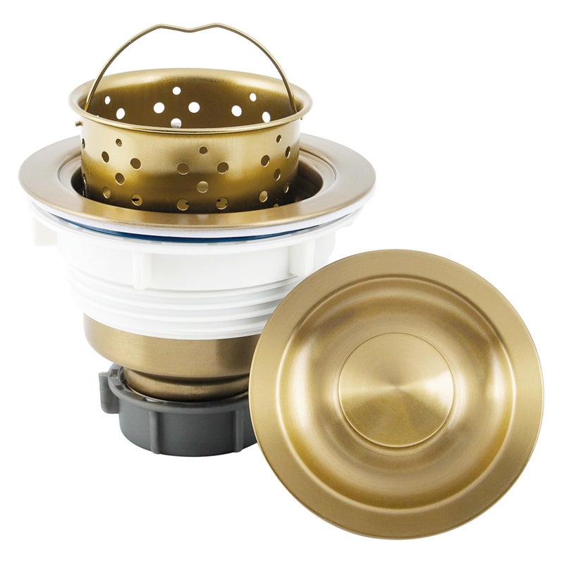 LQS Kitchen Sink Drain Strainer Assembly, Sink Drain 304 Stainless Steel with Removable Deep Waste Basket and Sealing Lid 3-1/2-inch Golden - Image 5