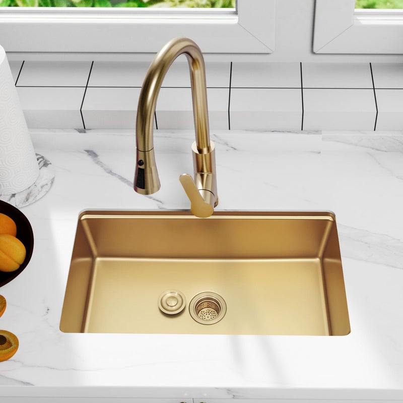 LQS Kitchen Sink Drain Strainer Assembly, Sink Drain 304 Stainless Steel with Removable Deep Waste Basket and Sealing Lid 3-1/2-inch Golden - Image 3