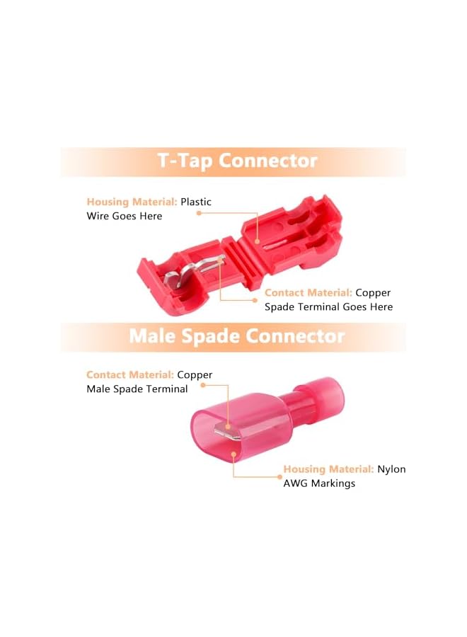 The Bros T-Tap Wire Connector 360pcs Self-Stripping Quick Splice Electrical Wire Terminals, Fully Insulated Male Quick Disconnect Spade Terminal, Portable Wire Caps Connector Assortment for Wiring Auto Marine  - Image 2