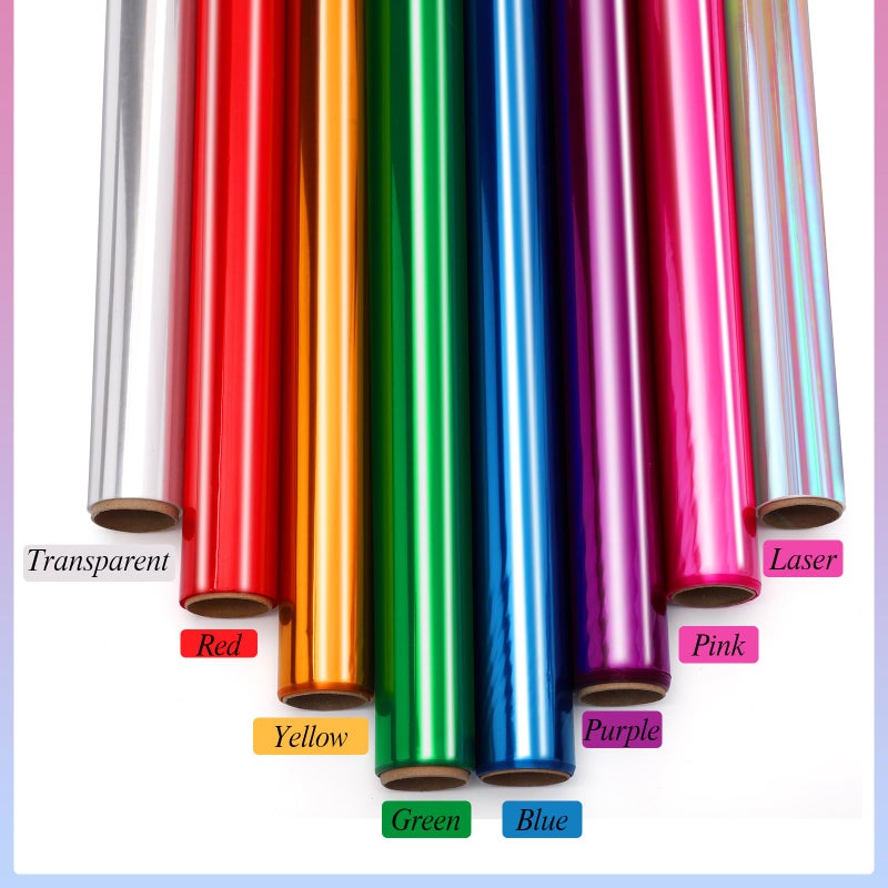 woric 8 Rolls Colored Cellophane Wrap Extra Wide (34In x 10Ft) Transparent Cellophane Paper Roll for Gift Baskets Gift Wrapping DIY Crafts Easter Decoration - Image 3