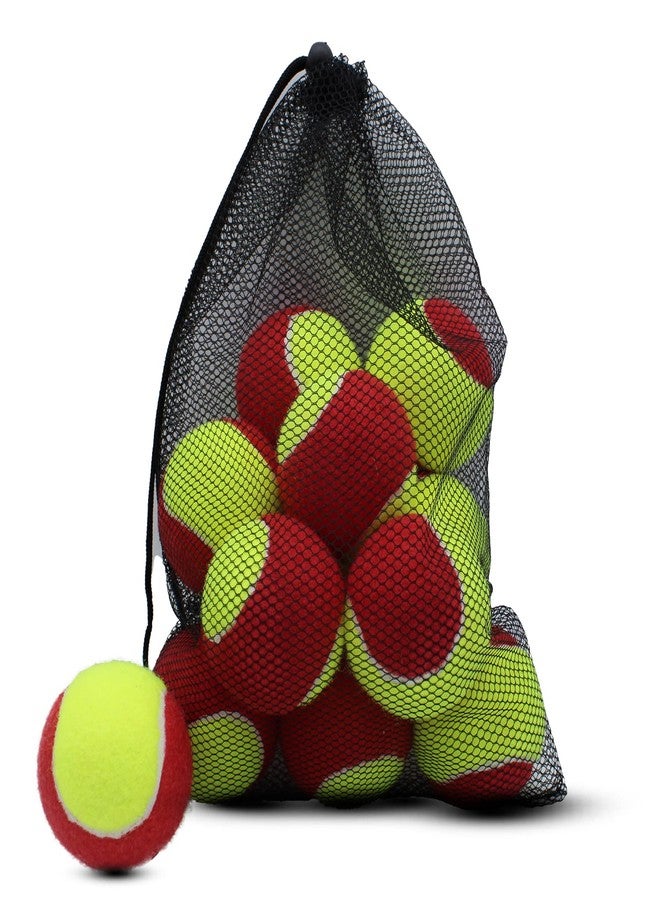 ZHUOKECE Tennis Balls, 12 Pack 25% Low Compression Stage Tennis Ball for Beginners Youth Kids Training Practicing with Mesh Bag for Easy Transport (Red) - Image 1