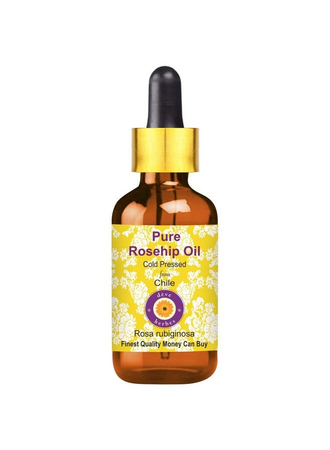 Deve Herbes Pure Rosehip Oil (Rosa rubiginosa) with Glass Dropper | Cold Pressed | Natural | Undiluted | For Diluting Essential Oils | For Hair, Skin & Massage | Men & Women | 100ml - Image 1