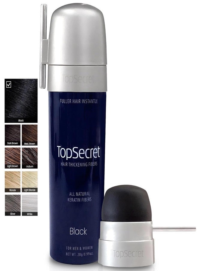 Top Secret Hair Thickening Building Fibers Applicator Included - Undetectable & Natural Hair Filler - for Men & Women - Instantly Fill In Fine Thinning Hair - Weather & Sweat Resistant (Black, Large) - Image 1