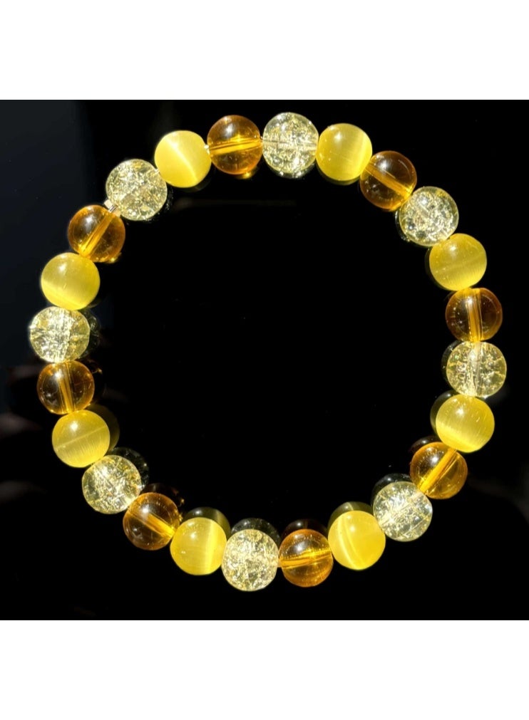 Natural Stones  Bracelets Cat Eyes Stone Yellow Crystal Bracelets 8MM  for Men Women Jewelry - Image 1
