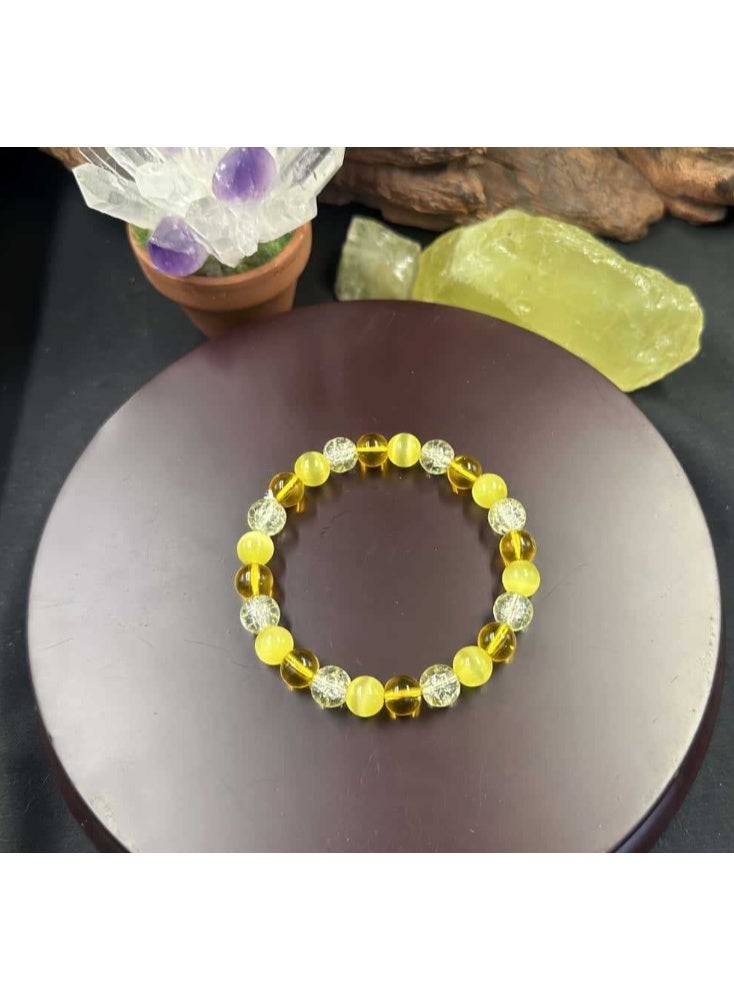 Natural Stones  Bracelets Cat Eyes Stone Yellow Crystal Bracelets 8MM  for Men Women Jewelry - Image 3