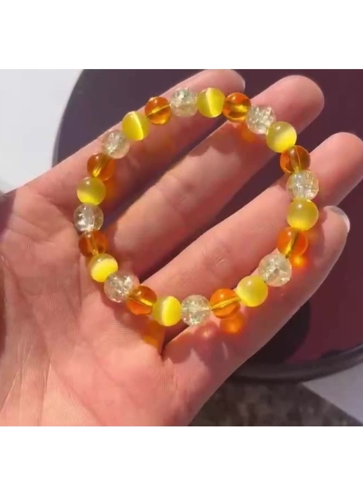 Natural Stones  Bracelets Cat Eyes Stone Yellow Crystal Bracelets 8MM  for Men Women Jewelry - Image 2