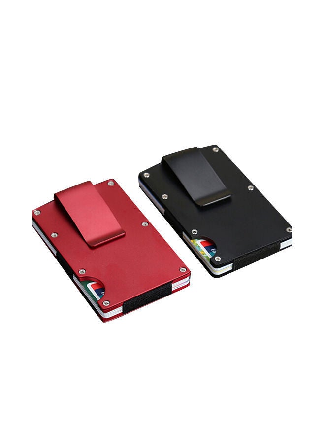 NIBEMINENT 2-Piece Slim Wallet Money Clip Credit Card Holder Set Black/Red