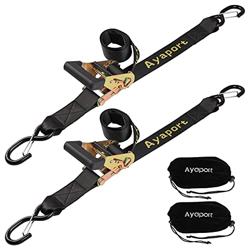 Ayaport Boat Trailer Transom Tie Down Straps for Boat Jet ski Kayak Canoe 4 Feet 1.6 inches 5000lbs Break Strength Heavy Duty Ratchet Straps with S Hooks, Pack of 2 - Image 1