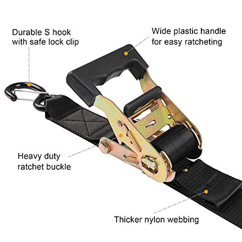 Ayaport Boat Trailer Transom Tie Down Straps for Boat Jet ski Kayak Canoe 4 Feet 1.6 inches 5000lbs Break Strength Heavy Duty Ratchet Straps with S Hooks, Pack of 2 - Image 3