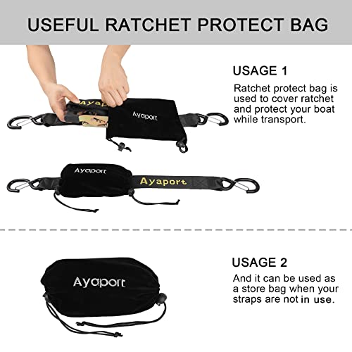 Ayaport Boat Trailer Transom Tie Down Straps for Boat Jet ski Kayak Canoe 4 Feet 1.6 inches 5000lbs Break Strength Heavy Duty Ratchet Straps with S Hooks, Pack of 2 - Image 5