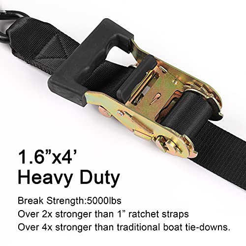 Ayaport Boat Trailer Transom Tie Down Straps for Boat Jet ski Kayak Canoe 4 Feet 1.6 inches 5000lbs Break Strength Heavy Duty Ratchet Straps with S Hooks, Pack of 2 - Image 4