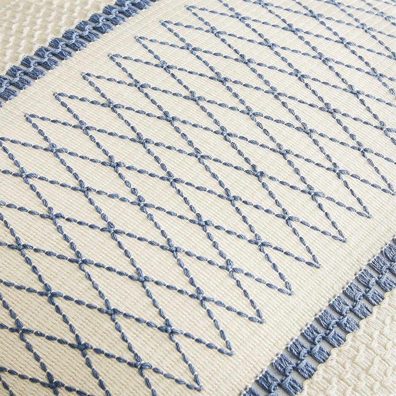 Zeemart 2 Packs Cotton Boho Lumbar Throw Pillow Covers 12X20 Inch Grid Blue  Soft Farmhouse Decorative Couch Pillow Cases Blue Cushion Covers For Sofa Bed Living Room Home Decor - Image 4