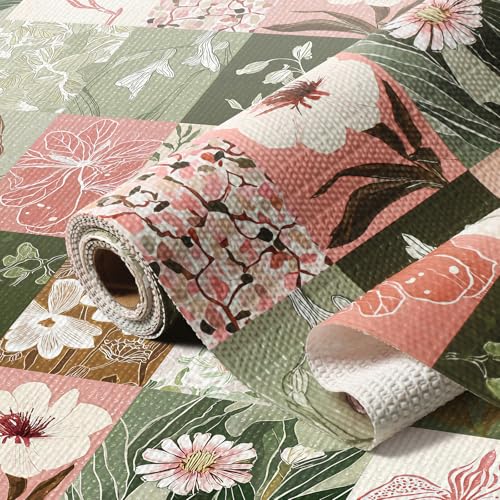 Quttisay Drawer and Shelf Liner for Kitchen Cabinets Non-Adhesive Cabinet Liner for Shelves Kitchen Drawer Liners Waterproof Shelf Liners for Cabinets,Refrigerator,Cupboard, Floral,12In x 10FT - Image 1