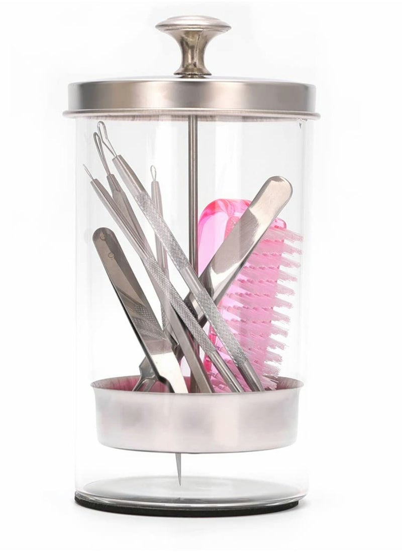 Generic - Durable 21Oz Glass Disinfectant Jar for Salon & Barber Tools, Includes Removable Straining Tray for Nail Supplies & Spa Implements - Image 1
